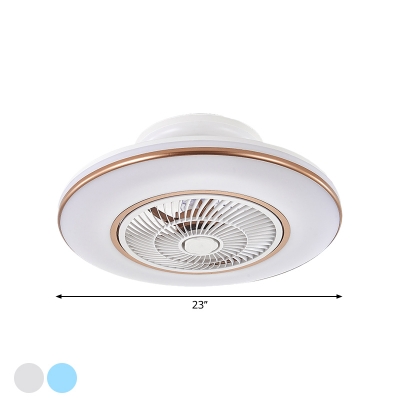 Acrylic Round Semi Flush Light Fixture Modernism LED Hanging Fan Lamp in Blue/Gold, 23