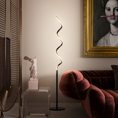 Black/White Finish Spiral Floor Lighting Minimalism LED Acrylic Standing Floor Lamp for Living Room