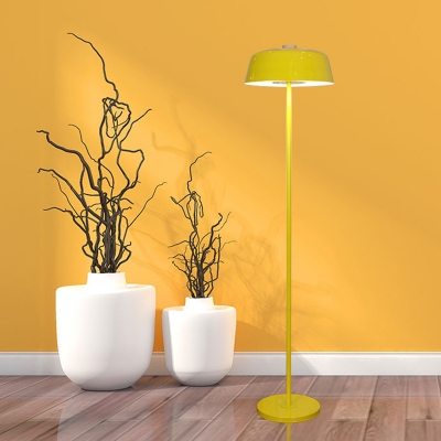 Bowl Metal Standing Floor Light Macaron Pink/Yellow LED Floor Reading Lamp for Living Room