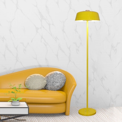 Bowl Metal Standing Floor Light Macaron Pink/Yellow LED Floor Reading Lamp for Living Room