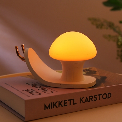 Cartoon Snail Mini Nightstand Lamp Plastic Bedroom USB Rechargeable LED Table Light in White