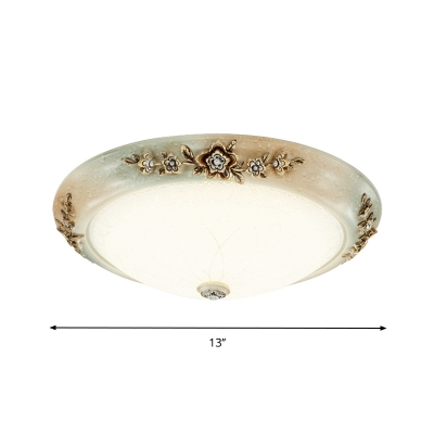 Country Carved Floral Flush Lamp Fixture 13