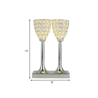 Goblet Kitchen LED Table Lighting Modern Style Crystal Chrome Finish Night Stand Lamp