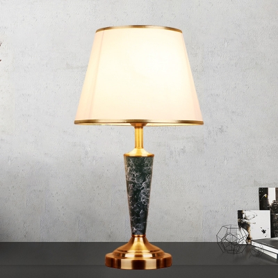 Gold Single Nightstand Light Traditional Fabric Scalloped Empire Shade Table Lamp