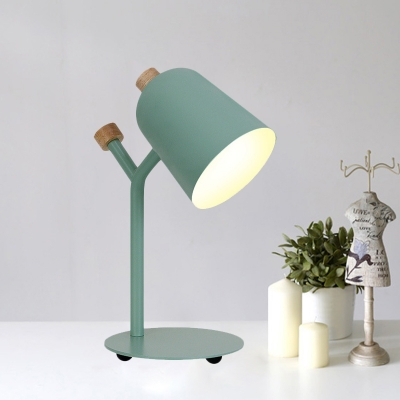 Macaron Single Light Nightstand Light with Metal Shade Green/Light Pink Finish Bell Night Table Lamp