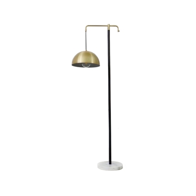 Metal Domed Shade Floor Standing Light Vintage Style 1-Bulb Green/Brass Finish Reading Floor Lamp