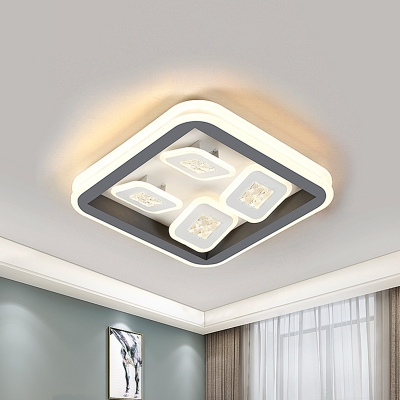 Novelty Nordic Squares Flush Light Iron Bedroom LED Flush Mount Ceiling Lighting Fixture in Black