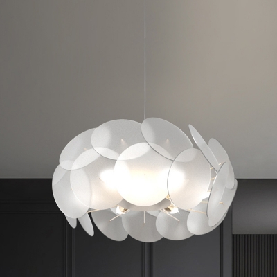 Oval Acrylic Panel Hanging Light Kit Modernist LED White Ceiling Pendant Lamp for Bedside