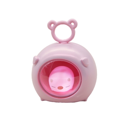 Piglet Kids Bedside Small Night Light Resin LED Cartoon Table Lamp in Light Pink/Pink Red, 2pcs