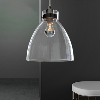 Simple Bell Pendant Light Fixture Clear Glass Single Kitchen Suspended Lighting Fixture