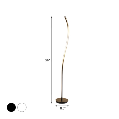 Acrylic Waving Line Standing Lamp Simple Style LED Floor Lighting in White/Black for Drawing Room