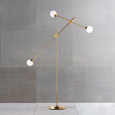 Balance Arm Floor Standing Light Contemporary Metallic 3-Bulb Gold LED Stand Up Lamp