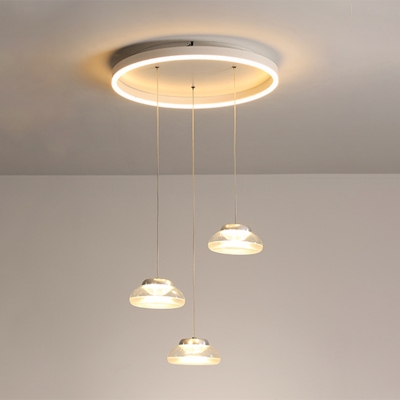 Bowl Dining Room Multi-Light Pendant Acrylic 3 Heads Modernist LED Hanging Lamp in White/Warm Light