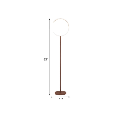 Coffee Finish Ring Floor Standing Lamp Modernism LED Acrylic Floor Lighting in Warm/White Light