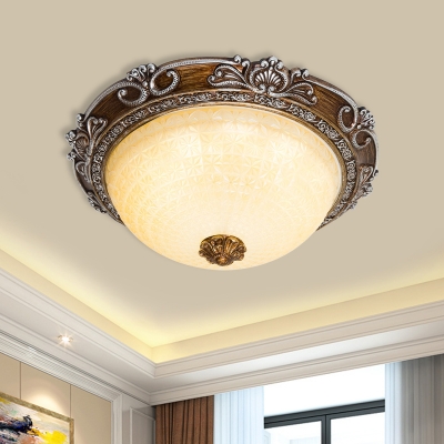 Domed Hallway Flush Mounted Lamp Traditional Tan Glass 14
