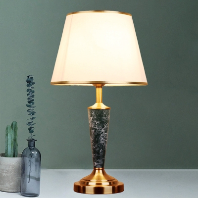 Gold Single Nightstand Light Traditional Fabric Scalloped Empire Shade Table Lamp
