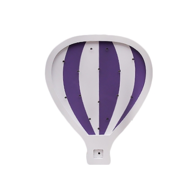 Hot Air Balloon Nightstand Lamp Cartoon Wood Bedside LED Wall Mount Lighting in Yellow/Pink/Purple