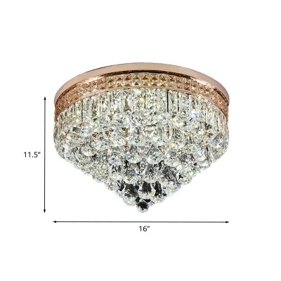 LED Conical Flushmount Lamp Modernist Clear Crystal Drip Ceiling Mounted Light for Hallway