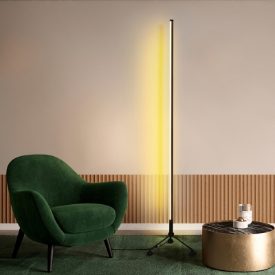 Metal Linear Floor Lighting Modernist LED Tripod Floor Standing Lamp in White/Black for Bedside
