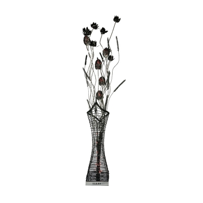 Potted Plant Bedroom Floor Standing Lamp Art Deco Aluminum Wire Black/Red/Yellow Finish LED Floor Light