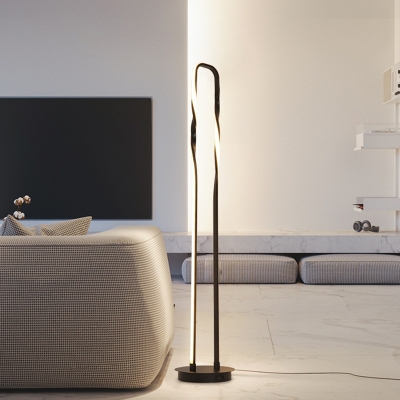 Acrylic Rectangle Frame Floor Lamp Modern LED Black Standing Floor Light in White/Warm/Natural Light