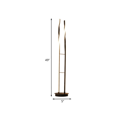 Black Finish Spiral Floor Light Contemporary LED Acrylic Stand Up Lamp in White/Warm/Natural Light