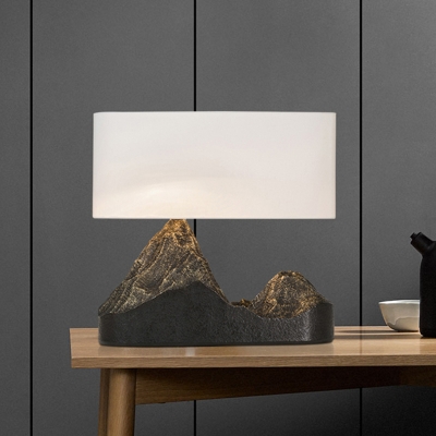 Black Mountain Shape Night Table Light Traditional Resin Single Bedroom Fabric Desk Lamp