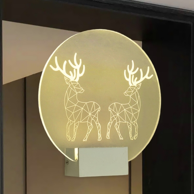 Clear Geometric Elk Mural Light Nordic Style Acrylic LED Wall Sconce Lighting for Decor