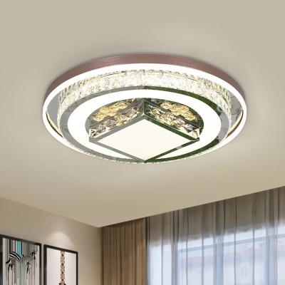 Crystal Geometric Ceiling Flush Light Modern Hotel LED Flushmount Lighting in White