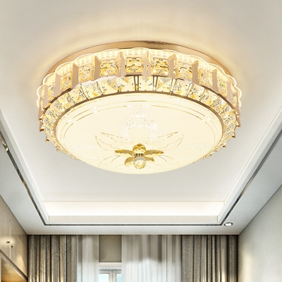 Drum Bedroom Ceiling Flush Mount Modernist Crystal Gold LED Flush Mount Recessed Lighting