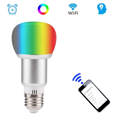 E26/E27 Edison Bulb Replacement Silver Plastic 10 W 12 LED Beads Smart Light Bulb in RGBW Light, 1 Pack