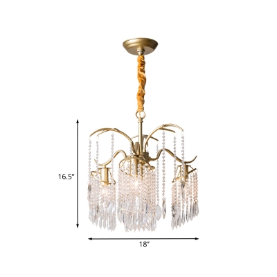 Gold 4 Lights Pendant Chandelier Postmodern Crystal Drip Water Drop Ceiling Hang Fixture
