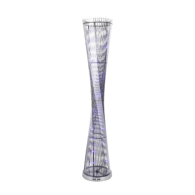 LED Floor Standing Light Art Deco Small Pretty Waist Shaped Metallic Wire Floor Lamp in Black and Silver