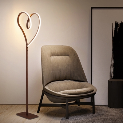 Loving Heart Shape Bedside Standing Lamp Acrylic LED Modernist Floor Lighting in Coffee, White/Warm Light