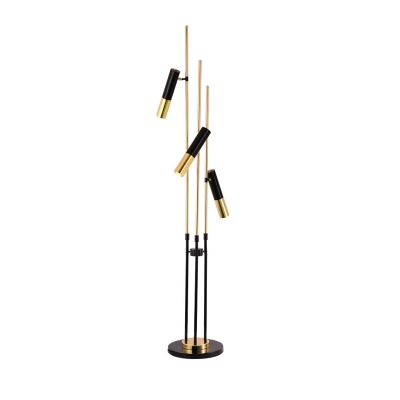 Metal Slim Tube Standing Floor Lamp Modernist 3 Lights Gold and Black Tree Floor Light