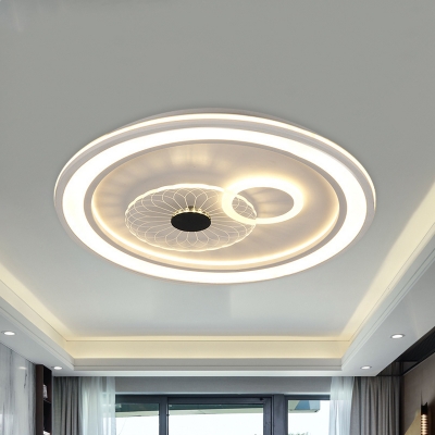 Minimalist LED Ceiling Flush Mount White Extra Thin Hoop Flush Mount Light Fixture with Acrylic Shade