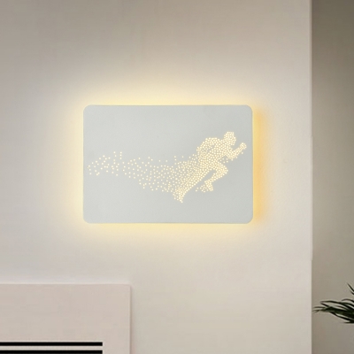 Minimalistic Fitness Man Mural Light Iron Loft House LED Wall Sconce Light Fixture in Black/White and Gold