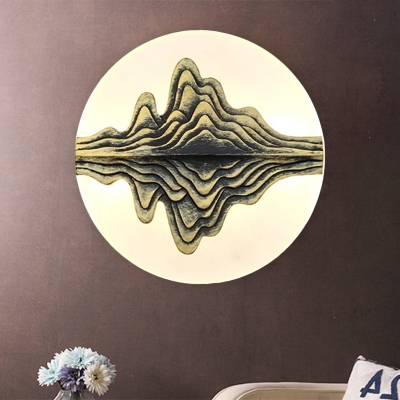 Resin Mountain Sconce Light Fixture Chinese LED Wall Mount Mural Lamp in Blue/Gold for Bedside