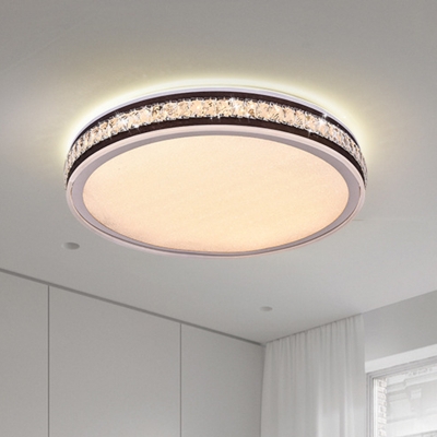 Round Bedroom Flush Ceiling Light Simplicity Crystal Black LED Flush Mount Recessed Lighting