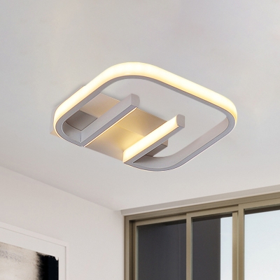White/Black/Gold Square Frame Flush Lamp Modernist LED Metallic Flush Mounted Light for Balcony