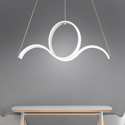 White Swirling Pendant Chandelier Simplicity LED Acrylic Hanging Light Kit in White/Warm Light