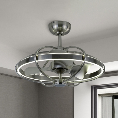 27 5 Wide Nickel Oblate Cage Fan Lamp, 24 Inch Flush Mount Ceiling Fan With Light