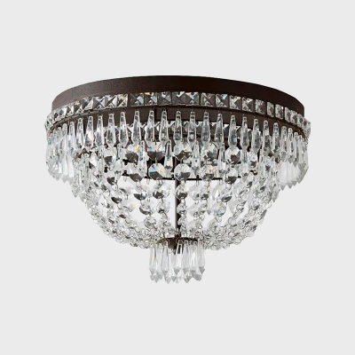 3-Light Crystal Beaded Ceiling Lamp Modernism Clear Cap Shaped Bedroom Flush Mount Light Fixture