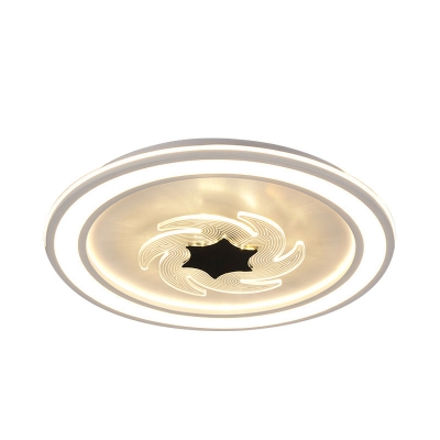 Black-White Circle Flushmount Light Kids LED Acrylic Ceiling Mounted Fixture with Windmill Detail