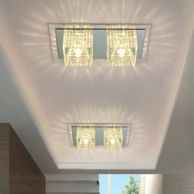 Cube Flush Mount Lighting Minimalist Clear Crystal LED Corridor Flush Ceiling Lamp Fixture
