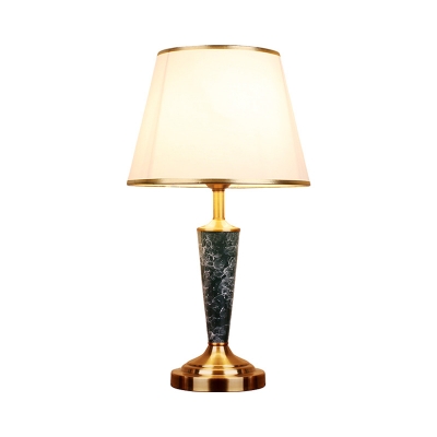 Gold Single Nightstand Light Traditional Fabric Scalloped Empire Shade Table Lamp