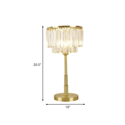 Layered Crystal Prism Night Lamp Minimalist Living Room LED Table Lighting in Brass