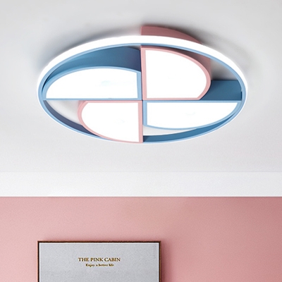 Macaron Windmill Flush Light Fixture Acrylic LED Bedroom Flush Mounted Lamp in Blue and Pink