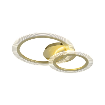 Modern Dual Circle Ring Flush Lamp Metallic LED Bedroom Flush Mounted Lighting in Gold, 16