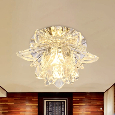 Narcissus Flush Mount Lighting Contemporary Clear Crystal LED Corridor Flush Lamp Fixture